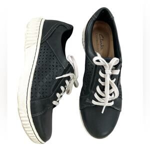 Clarks Collection Caroline Ella Black Textile Comfort Casual Sneakers Size 6.5